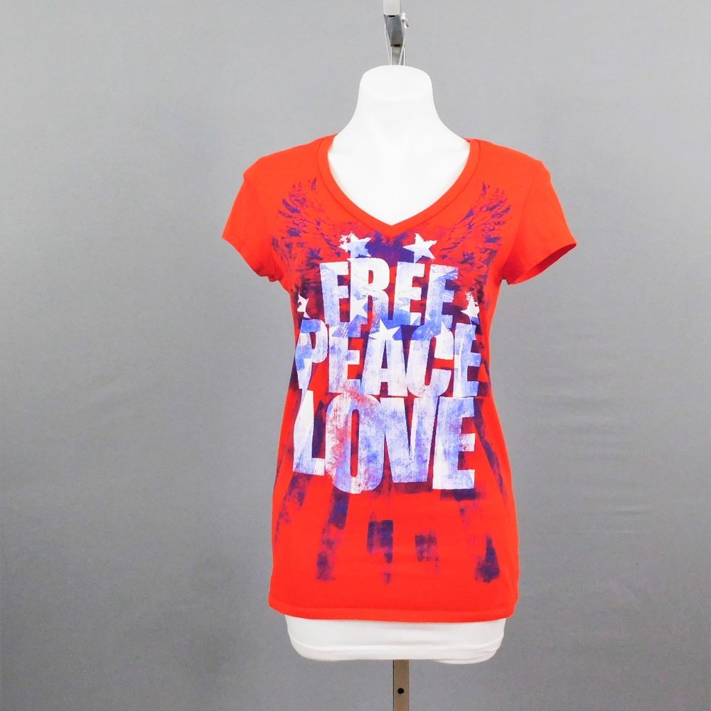 Free Peace Love Women T-Shirt Red L
